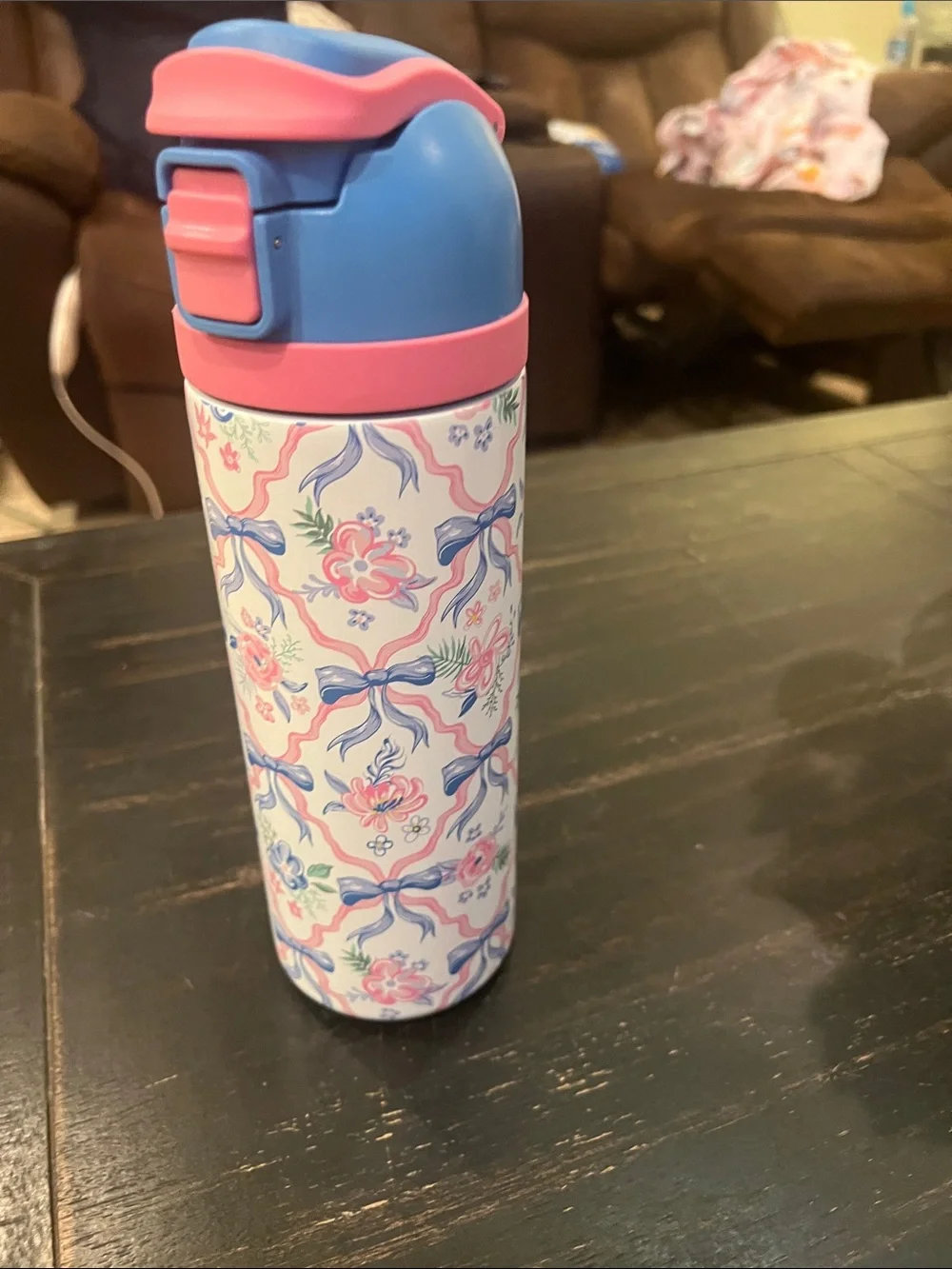 Simply Belle Pink & Blue Floral Insulated Water Bottle